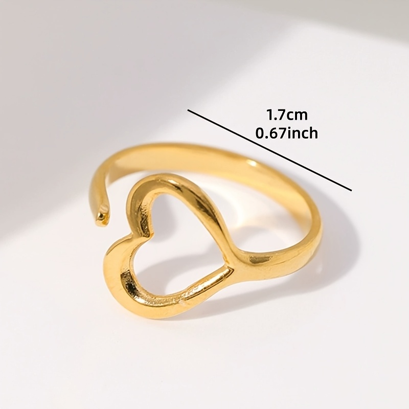 Women's Adjustable Heart-Designed Open-End Ring, Elegant and Stylish